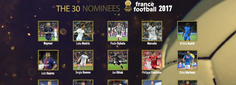 Die Nominierten für den Ballon d'Or 2017 stehen fest
