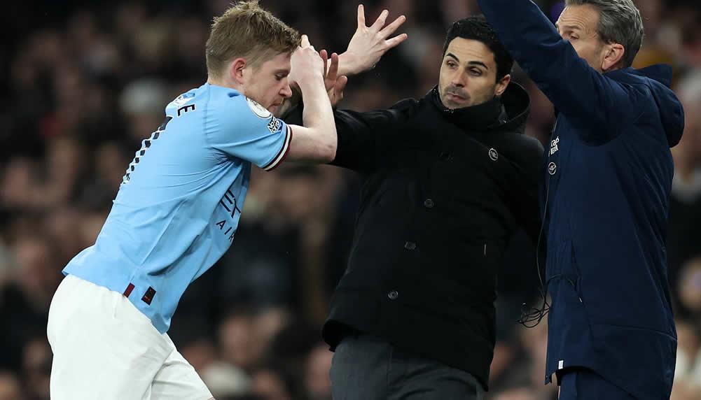 De Bruyne schubst Arteta und wird mit Bierbechern beworfen